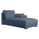 California sofa, m. hjre chaiselong og 2 armpuder - bl stof og sort metal