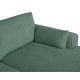 California sofa, m. hjre chaiselong og 2 armpuder - grn stof og sort metal