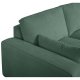 California sofa, m. hjre chaiselong og 2 armpuder - grn stof og sort metal