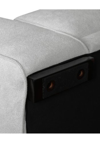 California sofa, m. hjre chaiselong og 2 armpuder - gr stof og sort metal