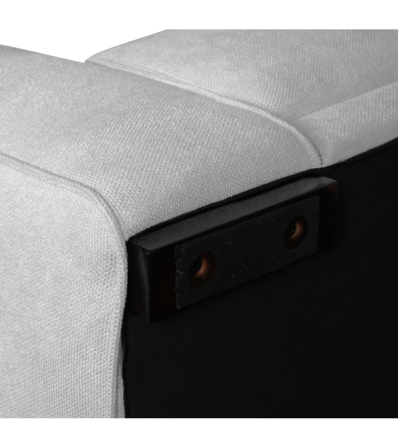 California sofa, m. hjre chaiselong og 2 armpuder - gr stof og sort metal