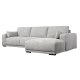 California sofa, m. hjre chaiselong og 2 armpuder - gr stof og sort metal