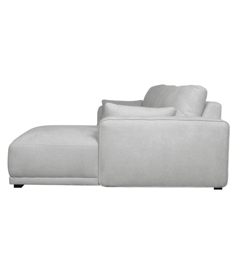 California sofa, m. hjre chaiselong og 2 armpuder - gr stof og sort metal