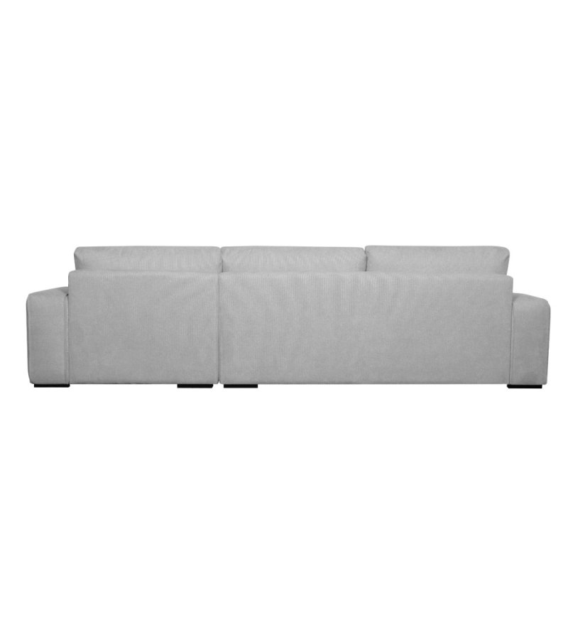 California sofa, m. hjre chaiselong og 2 armpuder - gr stof og sort metal