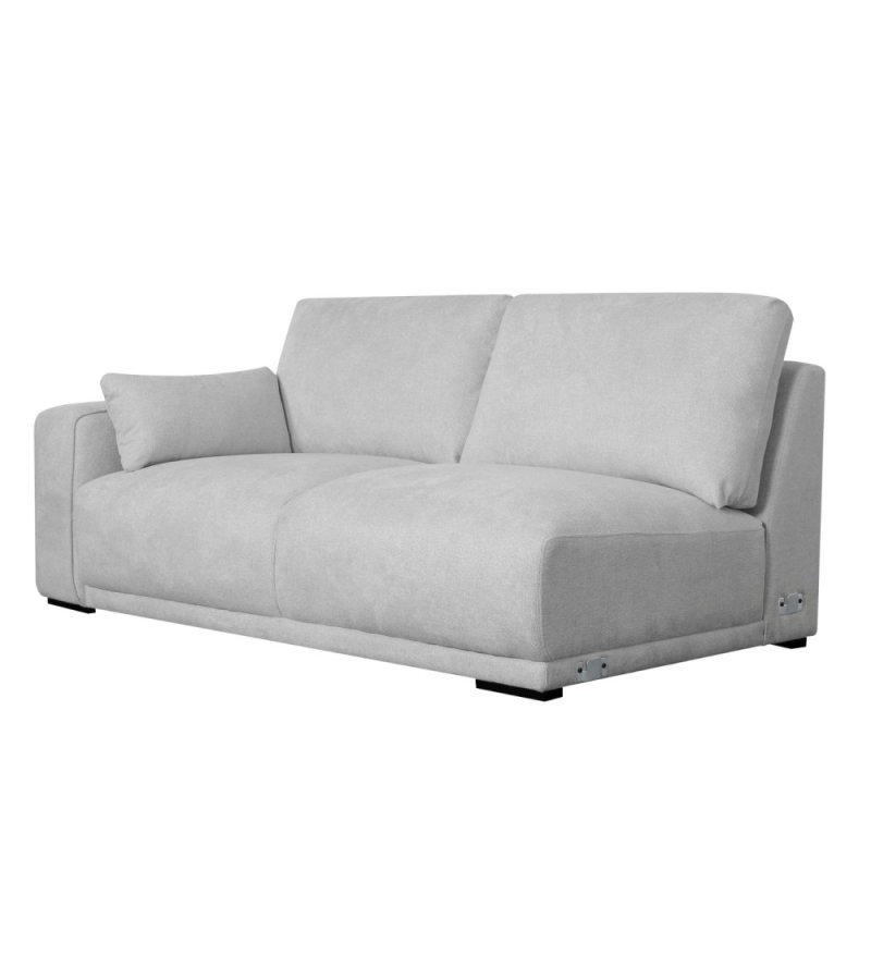 California sofa, m. hjre chaiselong og 2 armpuder - gr stof og sort metal