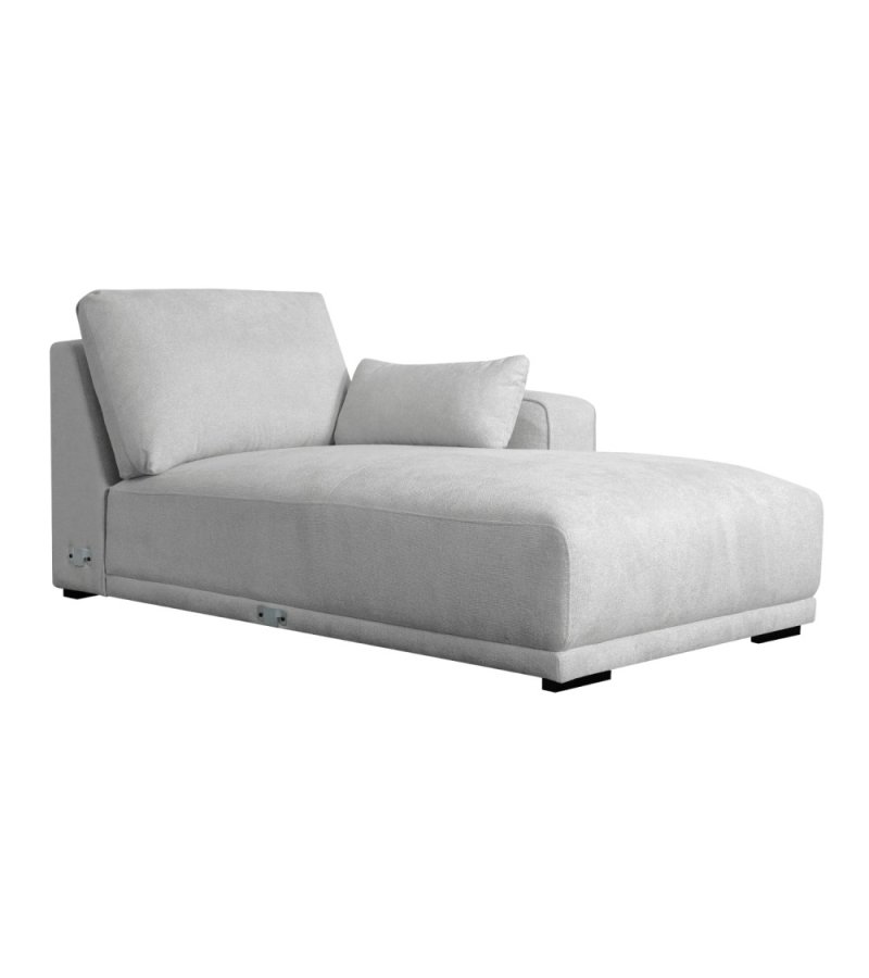 California sofa, m. hjre chaiselong og 2 armpuder - gr stof og sort metal