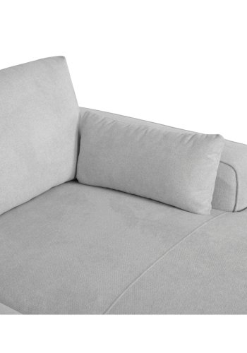 California sofa, m. hjre chaiselong og 2 armpuder - gr stof og sort metal