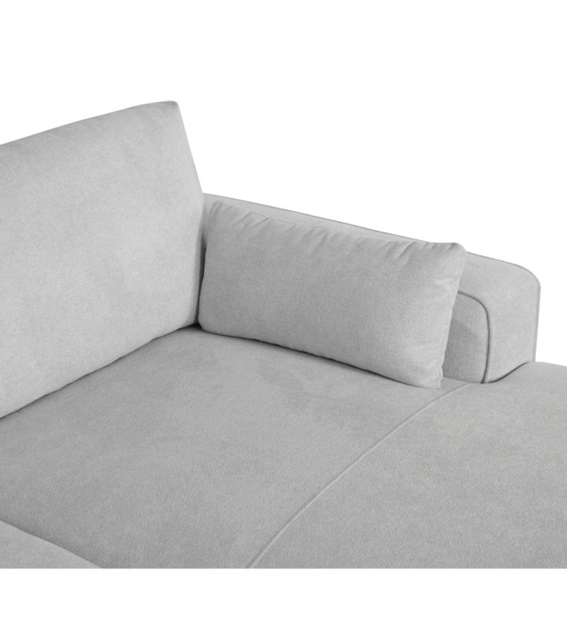 California sofa, m. hjre chaiselong og 2 armpuder - gr stof og sort metal