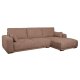 California sofa, m. hjre chaiselong og 2 armpuder - rust stof og sort metal