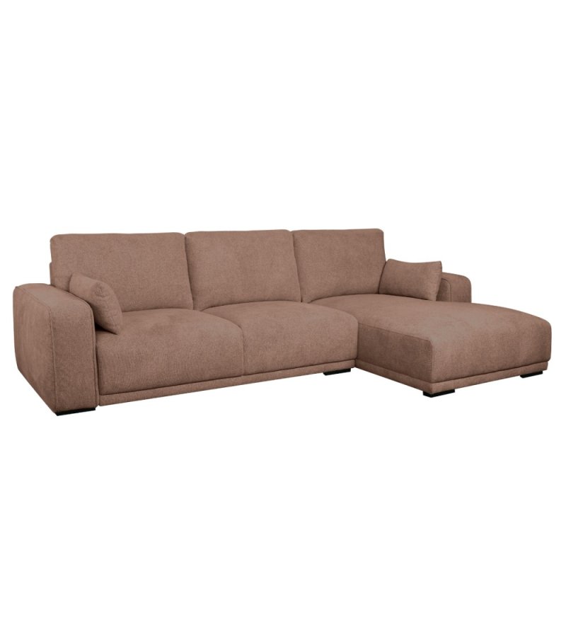 California sofa, m. hjre chaiselong og 2 armpuder - rust stof og sort metal