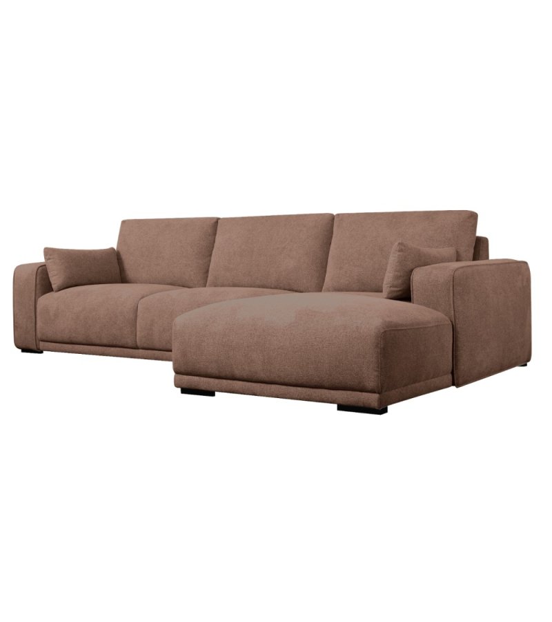 California sofa, m. hjre chaiselong og 2 armpuder - rust stof og sort metal