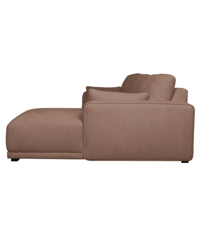 California sofa, m. hjre chaiselong og 2 armpuder - rust stof og sort metal