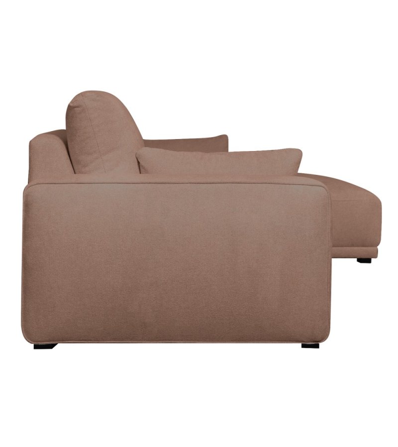 California sofa, m. hjre chaiselong og 2 armpuder - rust stof og sort metal