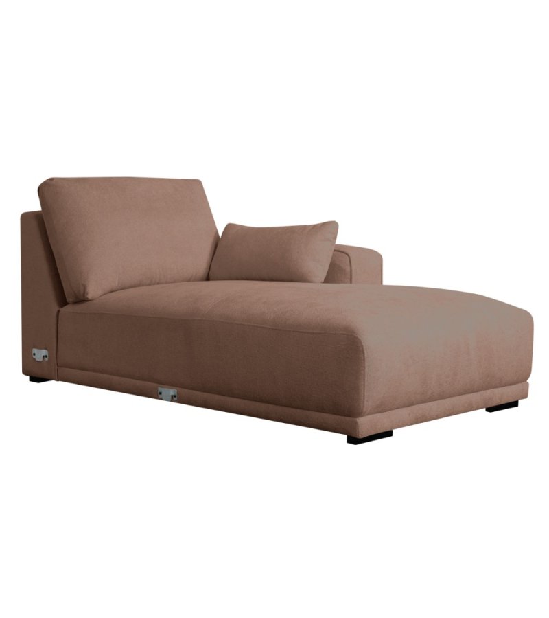 California sofa, m. hjre chaiselong og 2 armpuder - rust stof og sort metal