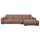 California sofa, m. hjre chaiselong og 2 armpuder - rust stof og sort metal