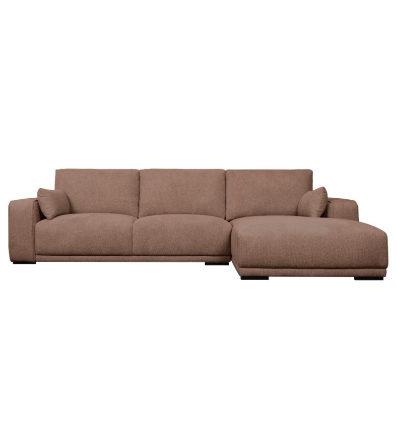 California sofa, m. hjre chaiselong og 2 armpuder - rust stof og sort metal