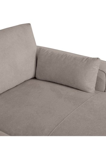 California sofa, m. hjre chaiselong og 2 armpuder - brun stof og sort metal