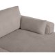 California sofa, m. hjre chaiselong og 2 armpuder - brun stof og sort metal