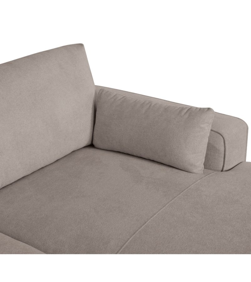 California sofa, m. hjre chaiselong og 2 armpuder - brun stof og sort metal