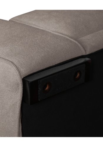 California sofa, m. hjre chaiselong og 2 armpuder - brun stof og sort metal