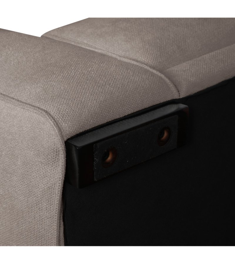 California sofa, m. hjre chaiselong og 2 armpuder - brun stof og sort metal