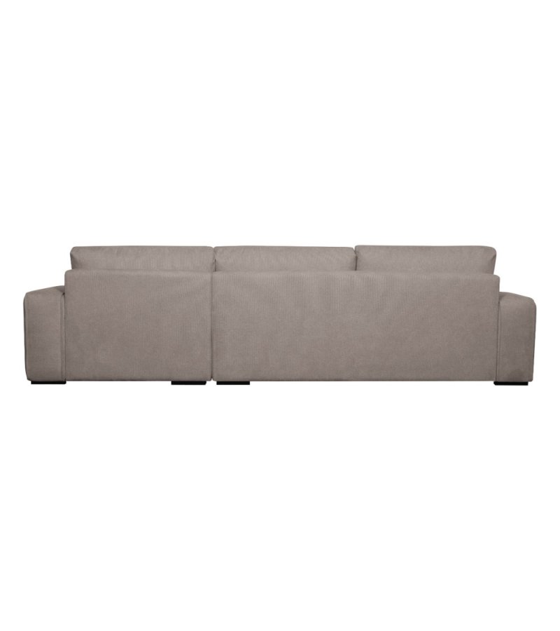 California sofa, m. hjre chaiselong og 2 armpuder - brun stof og sort metal