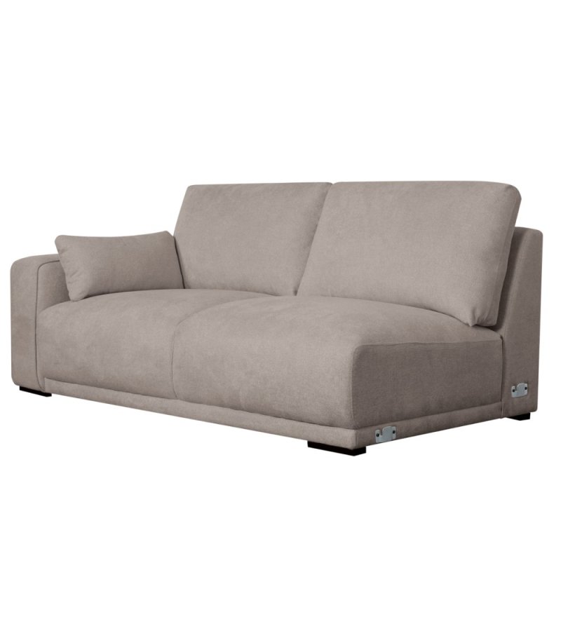 California sofa, m. hjre chaiselong og 2 armpuder - brun stof og sort metal