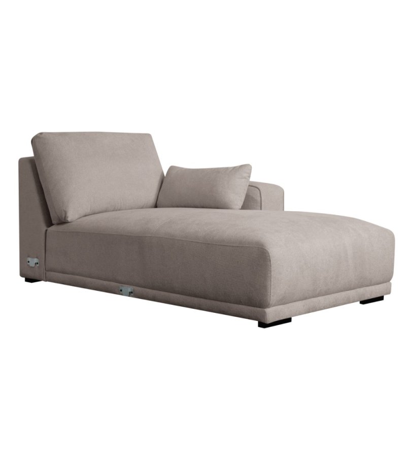 California sofa, m. hjre chaiselong og 2 armpuder - brun stof og sort metal