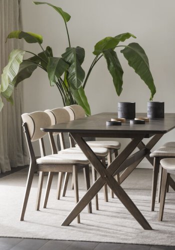 ROWICO Kato spisebordsstol - beige stof og brun eg