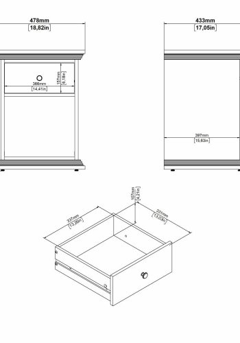 TVILUM North sengebord med 1 skuffe, mat sort, 47,8 x 43,3 x 63,4 cm