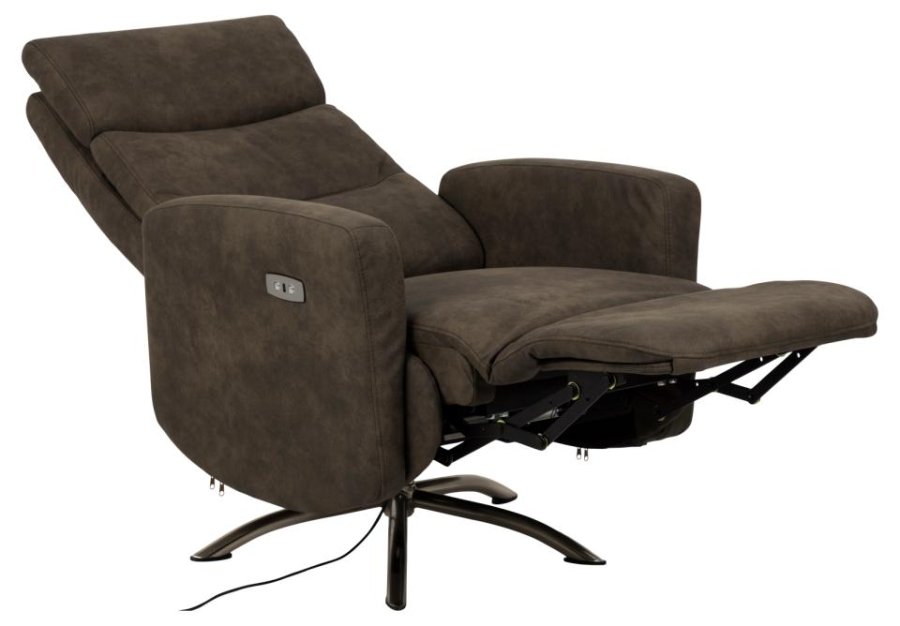 ACT NORDIC Kamares recliner, m. el, C stik, USB-A, drejefunktion - antracitgr stof og sort stl