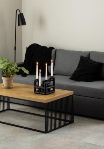 ACT NORDIC Strington sofabord, rektangulr - natur vild eg melamin og sort stl (120x60)