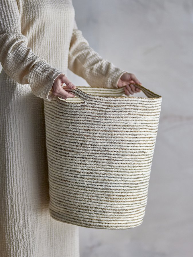 BLOOMINGVILLE Selena Kurv, Hvid, Jute