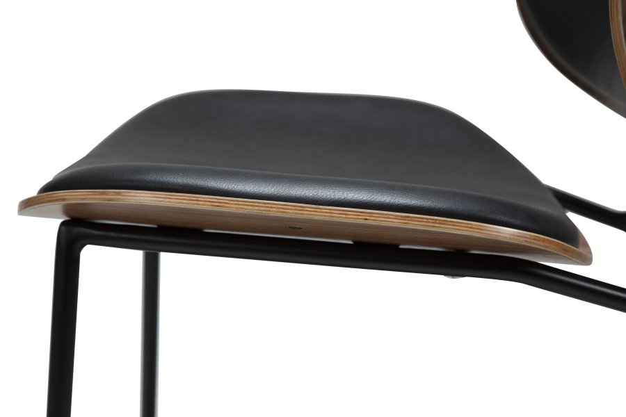 DANFORM Clementina spisebordsstol - Ravn sort kunstlder/valnd finér/sort stl