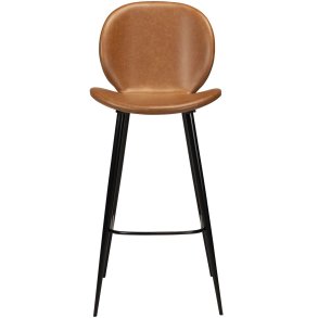 DAN-FORM Cloud barstol, m. rygln og fodsttte - vintage lysebrun kunstlder og sort stl