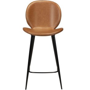 DAN-FORM Cloud barstol, m. rygln og fodsttte - vintage lysebrun kunstlder og sort stl