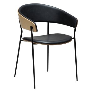 DANFORM Crib spisebordsstol, m. armln - Ravn sort kunstlder/hvidkalket egetrsfinér/sort stl