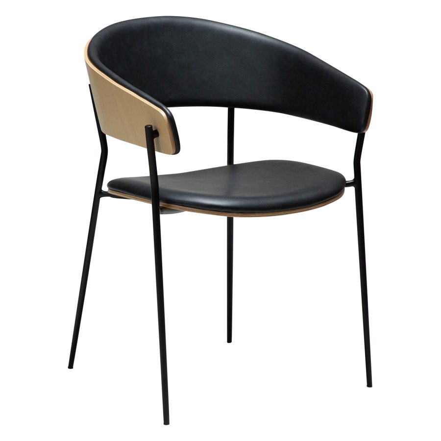 DANFORM Crib spisebordsstol, m. armln - Ravn sort kunstlder/hvidkalket egetrsfinér/sort stl