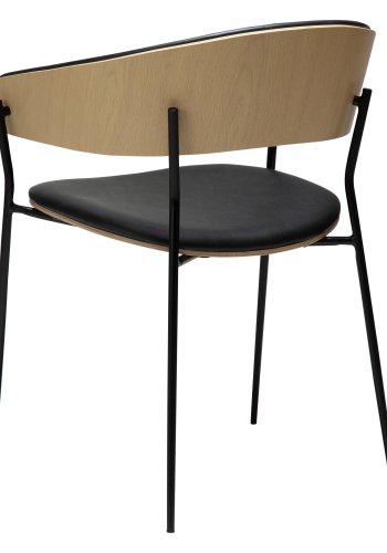 DANFORM Crib spisebordsstol, m. armln - Ravn sort kunstlder/hvidkalket egetrsfinér/sort stl