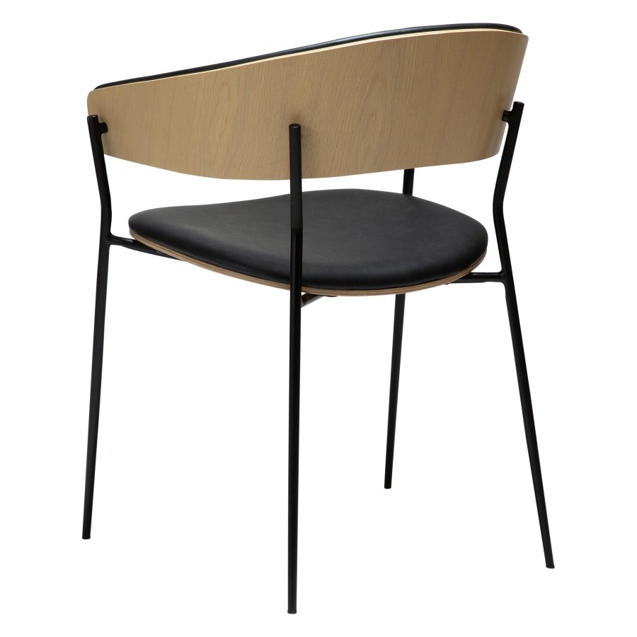 DANFORM Crib spisebordsstol, m. armln - Ravn sort kunstlder/hvidkalket egetrsfinér/sort stl