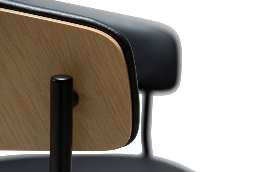 DANFORM Crib spisebordsstol, m. armln - Ravn sort kunstlder/hvidkalket egetrsfinér/sort stl