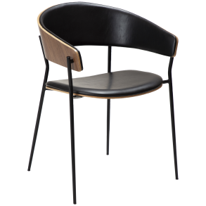 DAN-FORM CRIB Lnestol Vintage sort kunst. lder- og valnddefiner med sorte ben