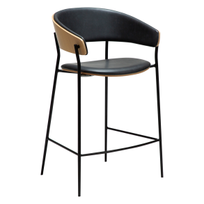 DANFORM Crib counterstol, m. armln, rygln - Ravn sort kunstlder/hvidkalket egetrsfinér/sort stl