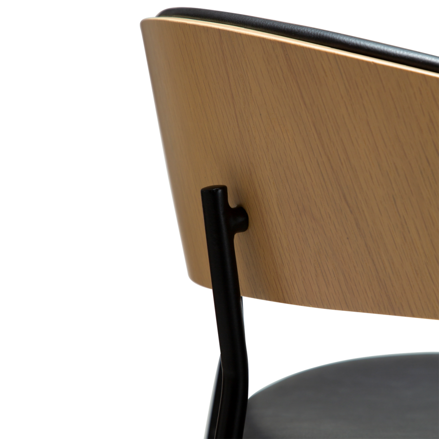 DANFORM Crib counterstol, m. armln, rygln - Ravn sort kunstlder/hvidkalket egetrsfinér/sort stl