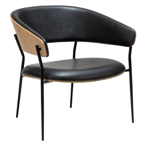 DANFORM Crib loungestol, m. armln - Ravn sort kunstlder/hvidkalket egetrsfinér/sort stl