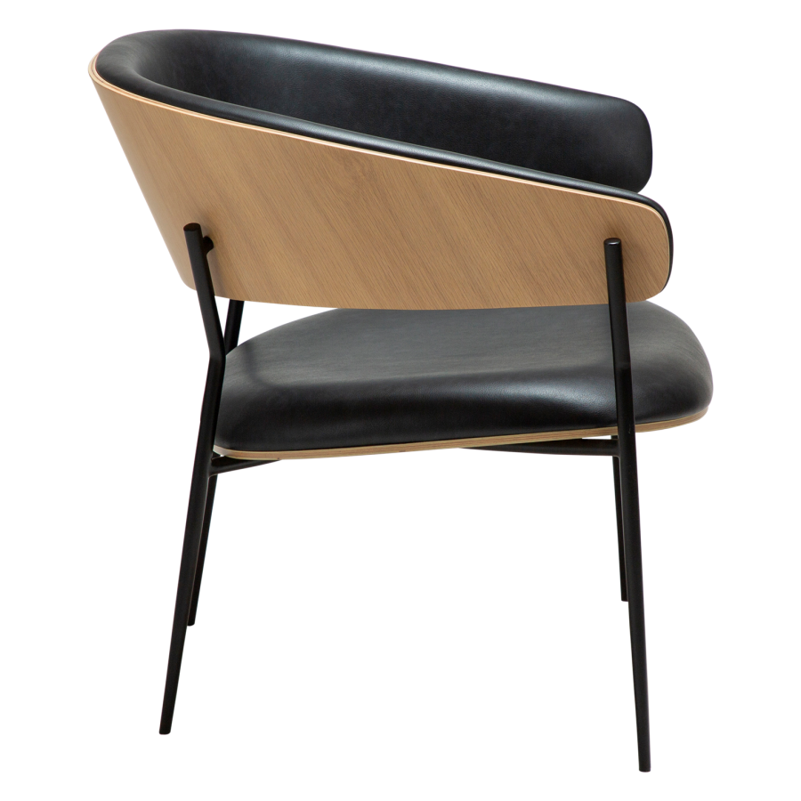 DANFORM Crib loungestol, m. armln - Ravn sort kunstlder/hvidkalket egetrsfinér/sort stl