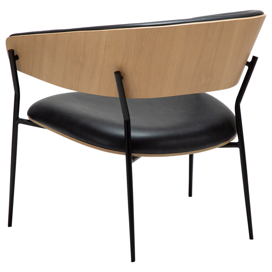 DANFORM Crib loungestol, m. armln - Ravn sort kunstlder/hvidkalket egetrsfinér/sort stl