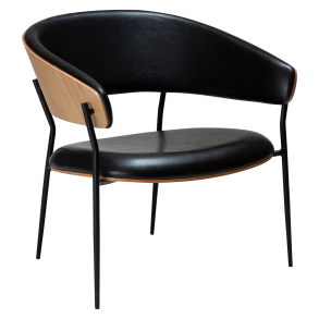 DAN-FORM CRIB Lounge Chair Vintage sort kunst. lder og egefiner m. sorte metal ben