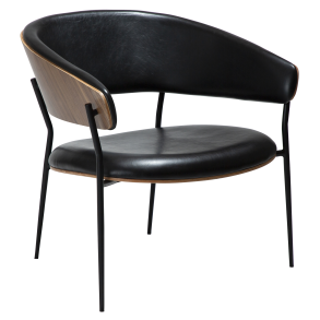 DAN-FORM CRIB Lounge Chair Vintage sort kunst. lder- og valnddefiner m. sorte metal ben