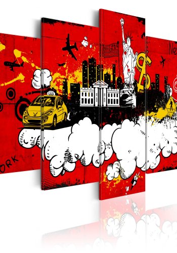 ARTGEIST billede, 5-delt - New York: comic - Flere strrelser
